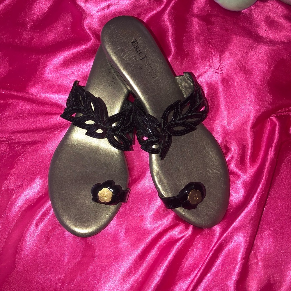 Eric Javits Black and Gold Wedges